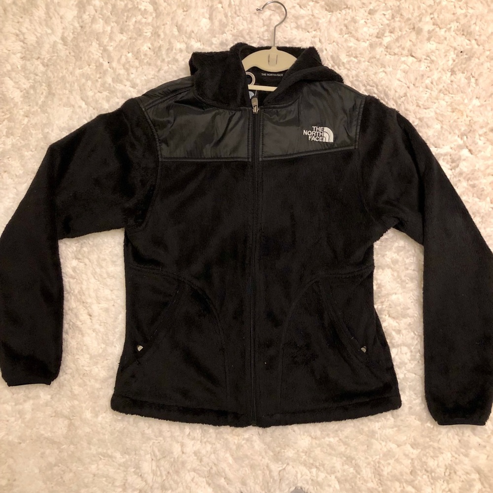 North face black fleece with hood size M